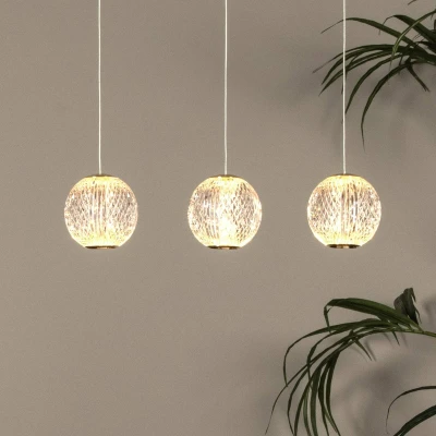 Immagine di Lucide Lampada a sospensione LED Cintra, angolare, trasparente/oro, acrilico