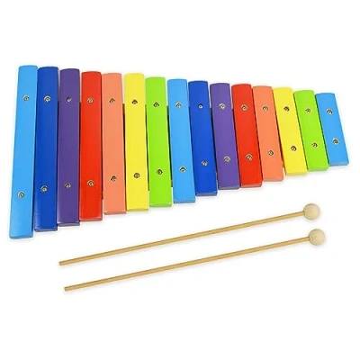 Immagine di a Star Xilofono diatonico soprano arcobaleno in legno colorato 15 note con due bacchette da G5 G7