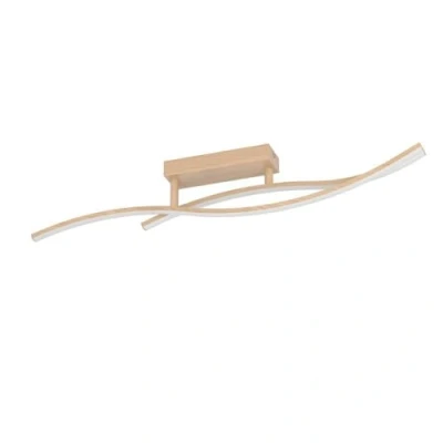 Immagine di EGLO Grisolia Plafoniera a LED, lampada da soffitto curva, in metallo nero e plastica con effetto legno, luce bianca neutra, L 84,9 cm
