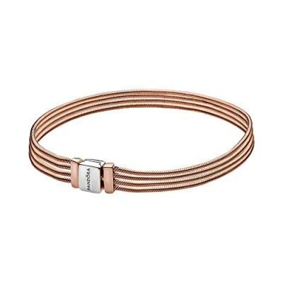 Immagine di PANDORA Braccialetto con albero e scritta Family in maglia snake chiusura a forma di cuore, 23
