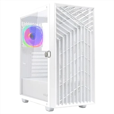 Immagine di Noua Diamond C112 Bianco Case ATX per PC Gaming, Supporta e ATX, 0.50MM SPCC Ventola LED ARGB Indirizzabile Frontale Mesh Pannello Laterale in Vetro Temperato