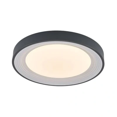 Immagine di plafoniera LED &#039;Lindum&#039; dimmerabile a controllo remoto (Moderno) colore Grigio, in Metallo ad es. Soggiorno &amp; Sala da pranzo (1 luce, lampadina inclusa) di Lindby lampada LED,