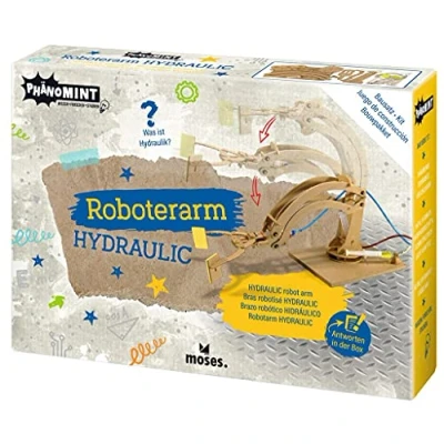Immagine di moses PhänoMINT Robot Giocattolo per esperimenti Bambini, modellino con Braccio di Presa Idraulico, Fai da Te Piccoli ricercatori, Colore Legno, Medio, 30328