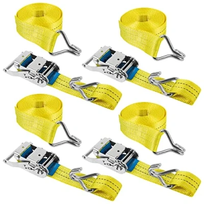 Immagine di GADLANE Cinghia a cricchetto, 4 pezzi, 6 m, cinghie clic robuste con ganci, capacità di 2000 kg, ancoraggio regolabili per rimorchio, furgone, camion, auto, moto, bagagli (6 kg)