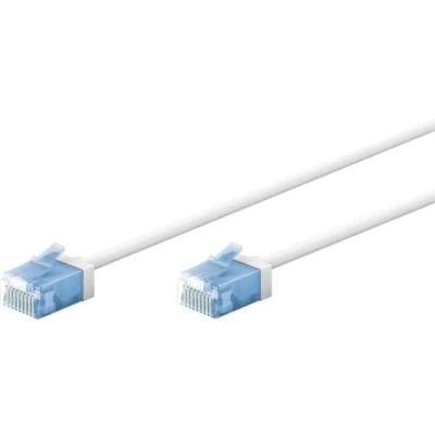 Immagine di goobay Cavo patch CAT 6A slim/ultra flessibile RJ45 U/UTP CU/Cavo Ethernet sottile con connettori corti/LSZH da 10 Gbps, antipiega/bianco 7,5 m / 74300