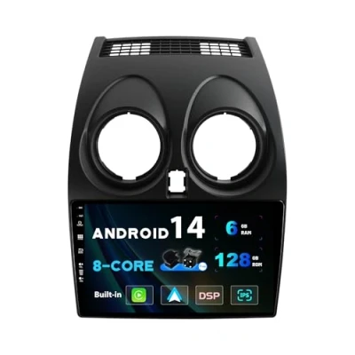 Immagine di SXAUTO [6GB+128GB] Android 14 IPS Autoradio Per Ni ssan Qashqai J10 (2006 2015) Senza fili Carplay &amp; Auto Camera + MIC DSP DAB Fast boot BT 4G Volante WiFi 360 2 Din 9 Pollici