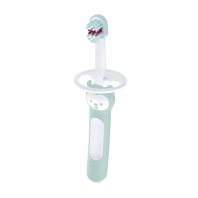 Immagine di MAM Spazzolino da denti per bambini, manico compatto, ergonomico e antiscivolo, ideale primi denti, con protezione di sicurezza, testa piccola setole extra morbide, blu, confezione 1