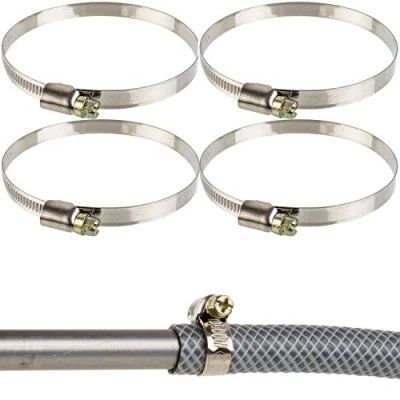 Immagine di Fascette stringitubo professionali con vite senza fine, campo di serraggio 70 90 mm, confezione 4 pz in acciaio W2, impronta a croce, banda larga 9 fascetta per tubo lavastoviglie