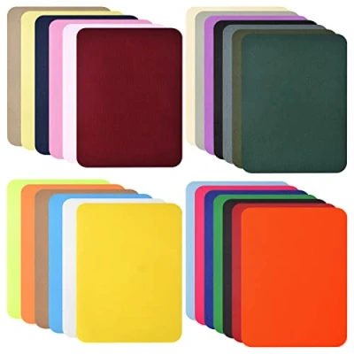 Immagine di 26 Pezzi Toppe Termoadesive per Abbigliamento, 12,5 x 9,5 cm No Cucire Adesiva Cotone Ferro Kit di Riparazione, Colori Quadrato Denim Tessuti Jeans Giacca Decorazione Fai da Te,