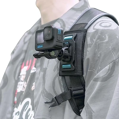 Immagine di SUREWO Borsa zaino tracolla supporto con gancio universale a sfera J compatibile GoPro Hero 13/12/11/10/9/8/7/(2018)/6/5 nero, DJI Osmo Action 5Pro/4/3 e la maggior parte delle fotocamere d&#039;azione