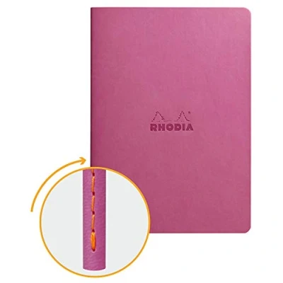 Immagine di RHODIA 116461C Taccuino flessibile Rilegatura cucita Textile lilla A5 Puntinato Dot 64 pagine Carta Clairefontaine Avorio 90 g/m Copertina Simil Cuoio Collezione Rhodiarama