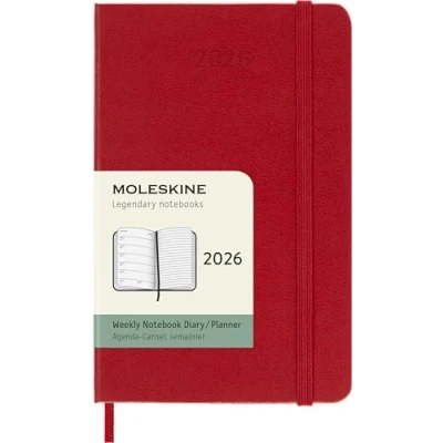 Immagine di Moleskine Weekly Planner, Agenda Settimanale 2026 12 Mesi Con Spazio Per Note, Copertina Rigida e Chiusura Elastica, Formato Pocket 9x14, Colore Rosso