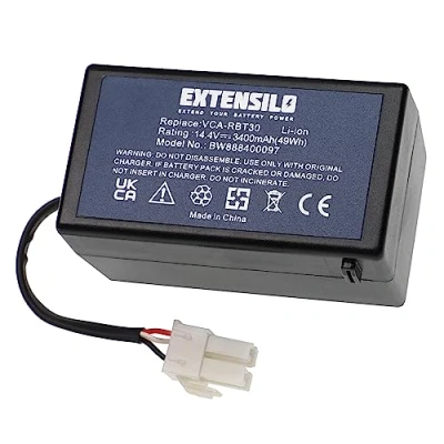 Immagine di EXTENSILO batteria sostituisce Samsung DJ43 00006A, 00006B, DJ96 00152B, 00203A, VCA RBT30 per aspirapolvere (3400mAh, 14,4V, Li Ion)