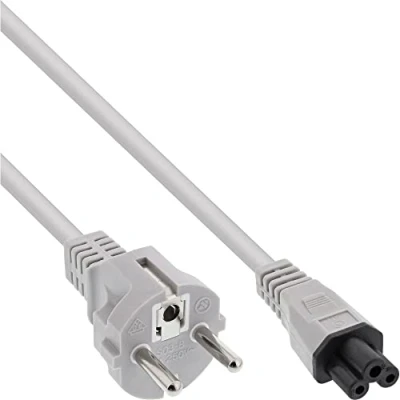 Immagine di InLine 16656R cavo di alimentazione Grigio 0,5 m CEE7/7 Accoppiatore C5 Cavi elettrici (0,5 m, Male connector/Female connector, CEE7/7, C5, Grigio)