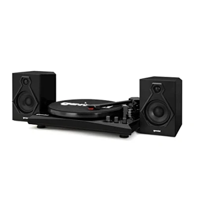 Immagine di Gemini Sound Sistema musicale giradischi stereo TT 900BB Trasmissione a cinghia Ingresso Bluetooth Altoparlanti doppi da 50 Watt Adattatore 45 incluso nero