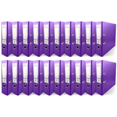 Immagine di Netuno 20 raccoglitore cartone ecologico riciclato lilla a 2 anelli A4 dorso 8 cm faldone portadocumenti per ufficio scuola archivio