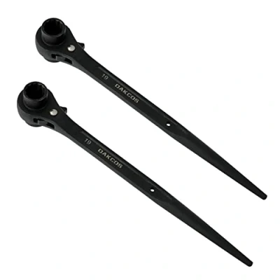 Immagine di DAKCOS chiavi a cricchetto per ponteggio in acciaio al cromo vanadio,19 mm x 22 mm,2 pezzi,nero