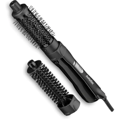 Immagine di BaByliss AS82E Shape &amp; Smooth, spazzola ad aria Calda da 800W, 2 testine intercambiabili: termica in ceramica 38mm, con setole morbide 20mm, temperature + fredda