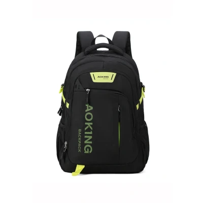 Immagine di Aoking, SN57605, zaino per la scuola, da città e business, 30 l, laptop fino a 17 pollici, impermeabile, opzione (SN57605 7B): sistema elastico molla, nero+flaufgrun_01, H49xB35xT19cm