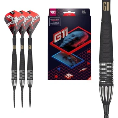 Immagine di Target Darts Phil Taylor Gen 11 Power 9 Five Steel Tip Swiss Point Darts, 95% Tungsten Raw G11, 22G Freccette Generation 11, Points in Edizione per Giocatori