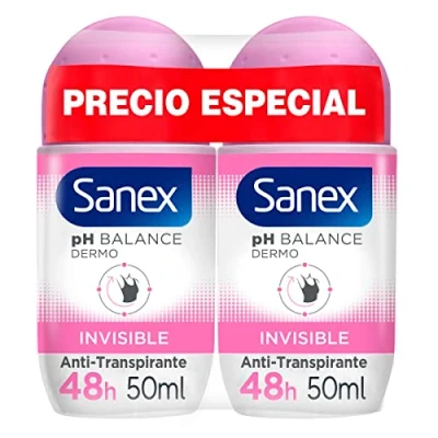 Immagine di Sanex Dermo Invisible Deodorante Roll On, Confezione da 2 pezzi