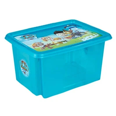 Immagine di keeeper Contenitore Portaoggetti con Coperchio, Paw Patrol, Rotabile e Impilabile, Per Bambini, 15 L, Karolina, Fresh Blue Transparent (Blu)