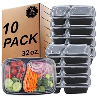 Immagine di KINGHON Contenitore per il pranzo in plastica con coperchio ermetico, senza BPA, riutilizzabile, congelatore, forno a microonde, lavabile lavastoviglie, 10 confezioni da 32 oz