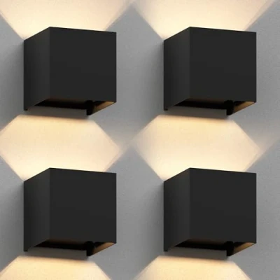 Immagine di ledscom.de 4 pz. applique CUBEL per esterni, IP65, up/downlight, nero opaco, angolare, 1x G9 max. 10W