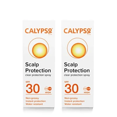 Immagine di Calypso Spray protettivo per cuoio capelluto, SPF30, confezione multipla da 2 x 50 ml, protezione solare capelli e UVA UVB, resistente all&#039;acqua, non unge
