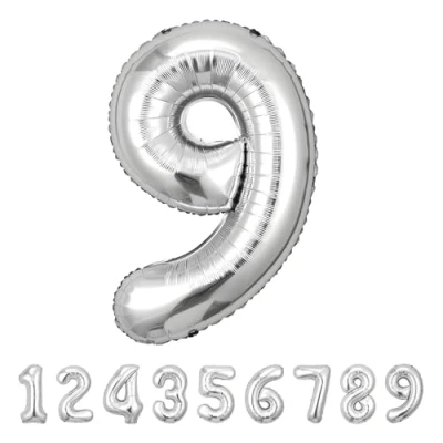 Immagine di Palloncini Compleanno 9 Anni Argento 101 CM Palloncino Numero Decorazioni Vola con l’Elio