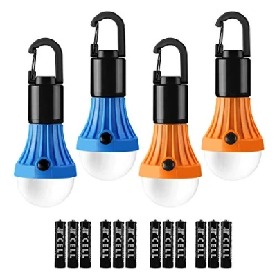 Immagine di Lepro Lampada da Campeggio LED, Lanterna Alimentata a Batteria (Inclusa), Portatile per Tenda, Impermeabile e 3 Modalità, Adatto Escursionismo Pesca Barbecue, 4 pcs