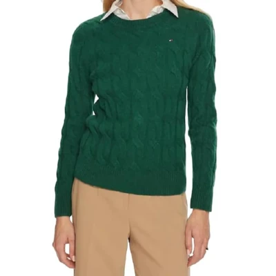 Immagine di Tommy Hilfiger Maglione Soft Wool Cable C Nk Donna Mod. WW0WW43586 L6K Ornamental Green L