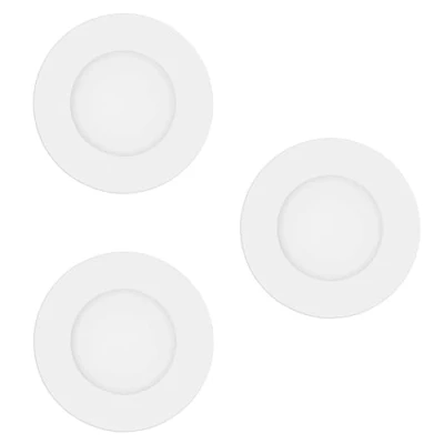 Immagine di Eglo connect.z Smart Home set di 3 faretti da incasso a Led per il bagno Fueva Z, in metallo bianco, ultra piatto, Ø 85 mm, ZigBee, app e controllo vocale, colore luce regolabile, IP44