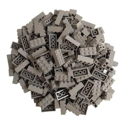 Immagine di Q Bricks Set di mattoncini classici 300 pezzi mattoni base in 5 forme Colore: Grigio Pietra Confezionato una scatola riutilizzabile 100% compatibile Prodotta nell&#039;UE
