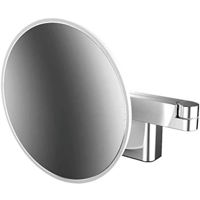 Immagine di Emco Evo LED specchio cosmetico e rasatura sul braccio a doppia articolazione, rotondo con illuminazione per montaggio parete, ingranditore regolabile (5x)