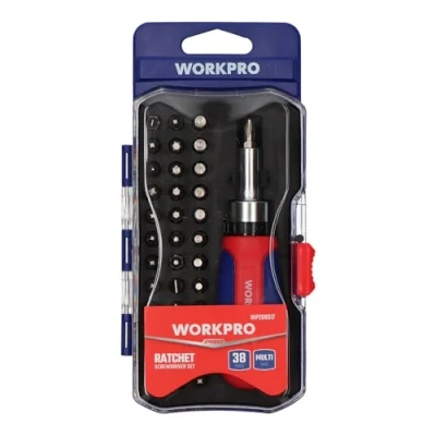 Immagine di WORKPRO Set di cacciaviti con impugnatura a cricchetto, 38 pezzi, 19 x 9,5 mm