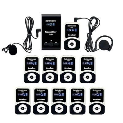 Immagine di Retekess T130 T131 Audio Tour Guide System, Sistema di Guida Turistica, PLL Tecnologia, 99 Canale, 12 Ore in Attesa, Attrezzatura Interpretazione per Fabbrica, Viaggi, Università, Chiesa