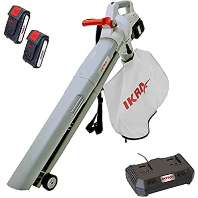 Immagine di IKRA 3in1 aspiratore soffiatore trituratore a batteria ICBV 2/20, incl. 2 batterie e doppio dispositivo di carica rapida, Grigio/rosso.