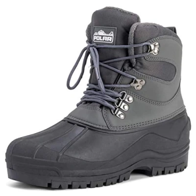 Immagine di Polar Uomo Short Rete di Nylon Anatra Impermeabile Suola Allacciare Inverno La Neve Stivali Grigio UK9/EU43 YC0441