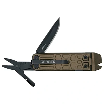 Immagine di Gerber Multi Tool con 7 Funzioni, Coltello Lama Liscia e Clip da Cintura, Lockdown Slim Pry, Ghisa/5Cr15Mov, Bronzo, 30 001737