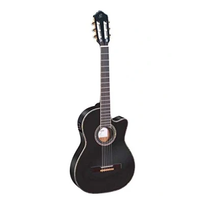Immagine di Ortega Classical Guitar Family Series Pro 4/4 Inclusive Custodia Thinline Body Manico Sottile BK Nero (RCE145BK)