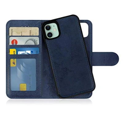Immagine di MyGadget Cover per iPhone 11 Custodia Libretto Magnetica Portafoglio Flip Wallet Case Porta Carte in Similpelle PU Removibile Blu Scuro