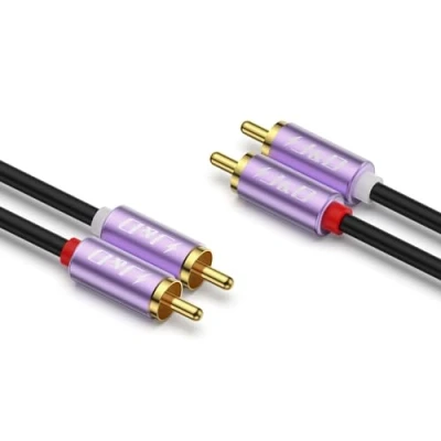 Immagine di J&amp;D Cavo Audio 2 RCA Maschio, Placcato in oro Guscio Viola Robusto Stereo Ausiliario M/M per Home Theater, HDTV, Amplificatori, Sistemi Hi Fi, Altoparlanti, Cavi RCA, 1.8 M