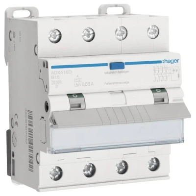 Immagine di Hager ADX416D Magnetotermico e differenziale 4 poli 16 A 0.03 400 V