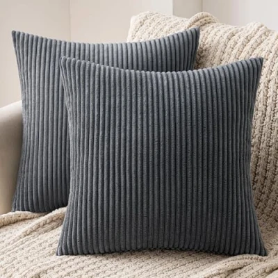Immagine di MIULEE Confezione da 2 Fodere in Velluto a Coste Decorative Federe Morbido Copricuscini Cuscino Moderne Comodo Robusto per Camera Divano Letto 45 X cm Grigio Scuro