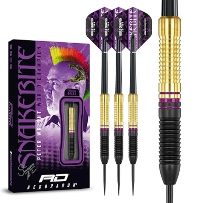 Immagine di RED DRAGON Peter Wright Snakebite WC 2020 Set di Freccette Edizione in Ottone da 21 Grammi compresi voli e steli