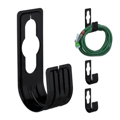 Immagine di Relaxdays Portatubi, Set da 4 Supporti per Tubi Giardino 30 m, Rubinetto e Parete, HLP: 22 x 7,5 10 cm, Nero