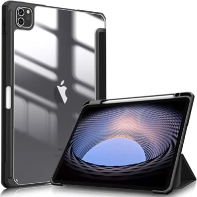 Immagine di FINTIE Custodia per iPad Pro 11&quot; 2022/2021/2020/2018 (4ª/3ª/2ª/1ª Generazione) con Pencil Holder, Antiurto Sottile Leggero Posteriore Trasparente Cover Case, Nero