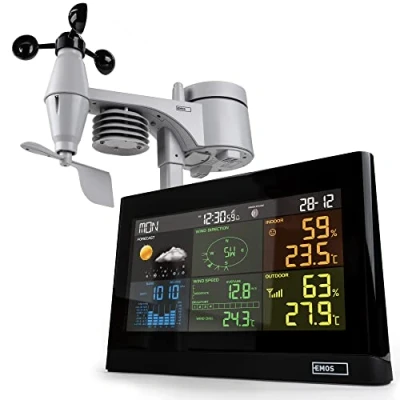 Immagine di EMOS Stazione Meteo con anemometro e pluviometro Sistema di Monitoraggio Wireless da Interni Esterni Display a Colori