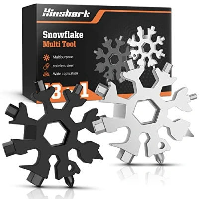 Immagine di Hinshark Regalo Uomo, 18 in 1 Multi Tool Snowflake Multiuso Gadget Utili, Idee Uomo Regali per Papà, Natale Originali, Festa del Uomo(2Pack)